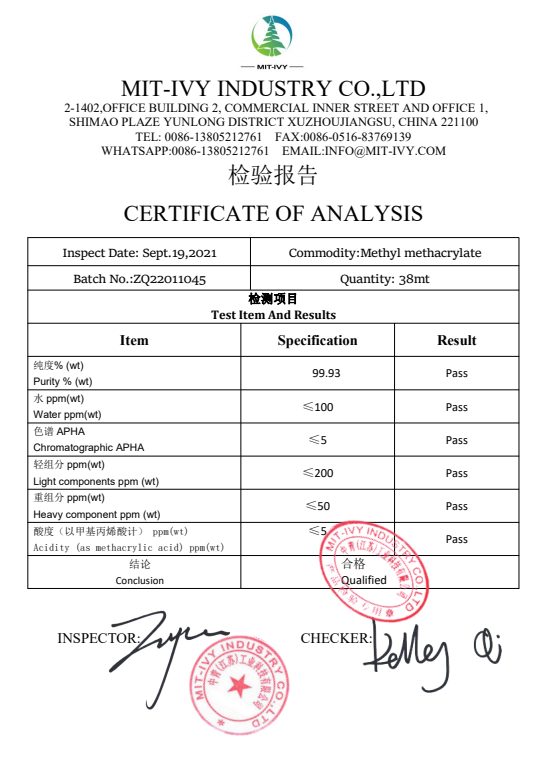 80-62-6
Methyl methacrylate